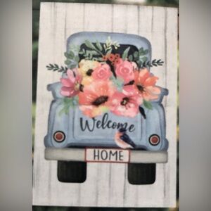 Old Truck with Flowers Garden Flag